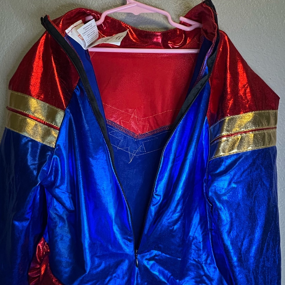 Captain Marvel Costume Girls Halloween Super Hero Sz L - Picture 7 of 9